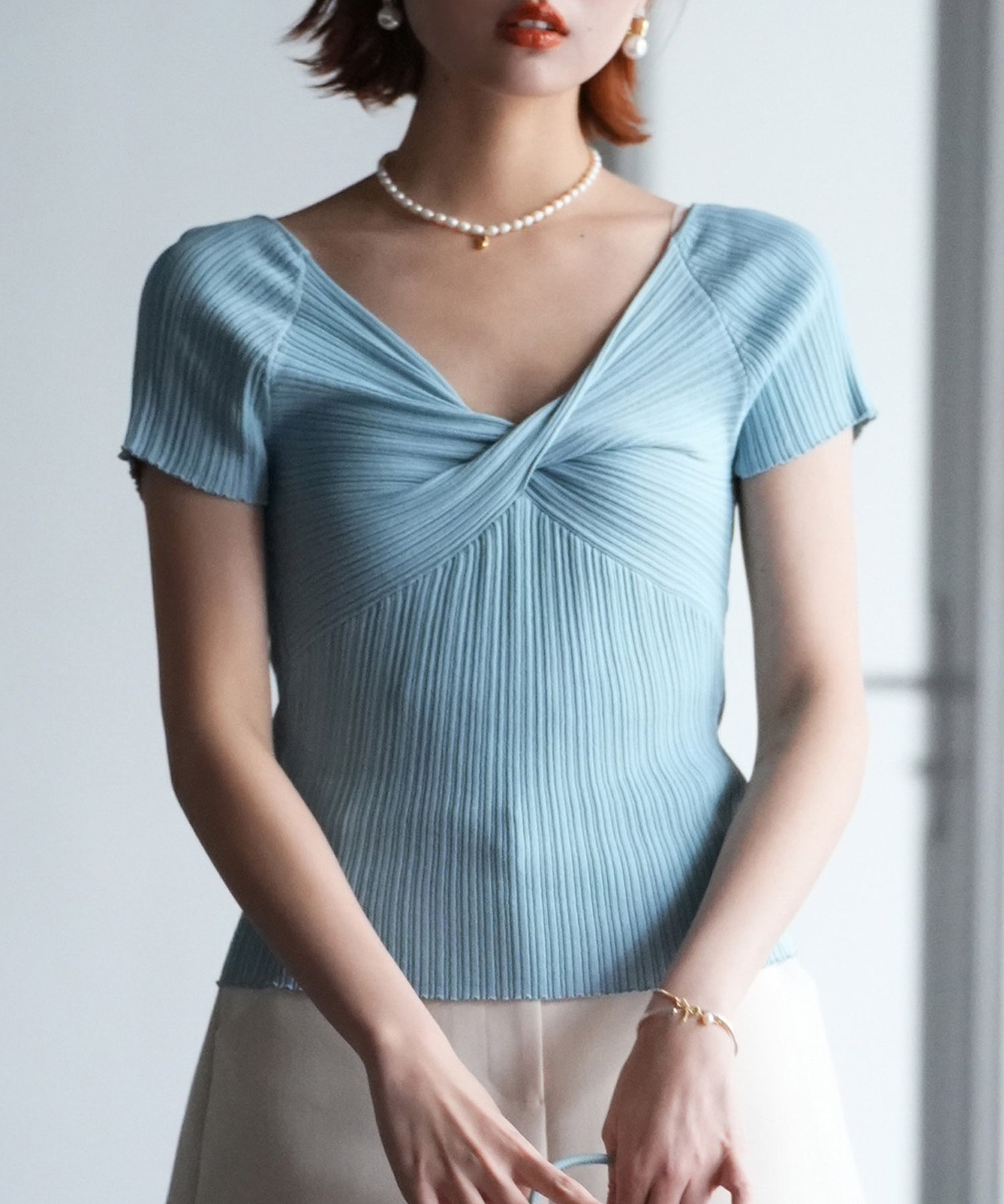 フロントツイスト接触冷感サマーニットsdpxyf6005-102-34