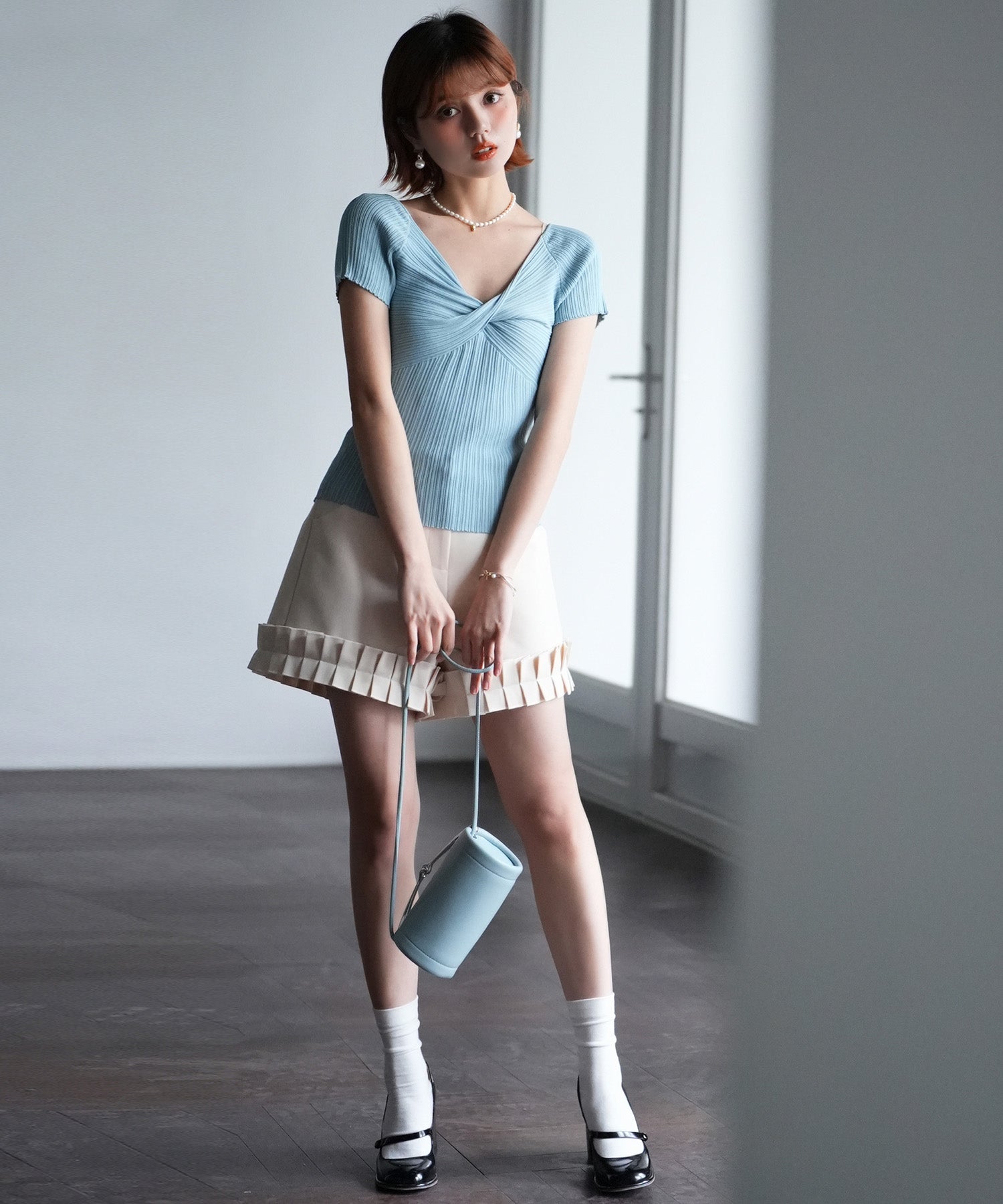 フロントツイスト接触冷感サマーニットsdpxyf6005 ブルー