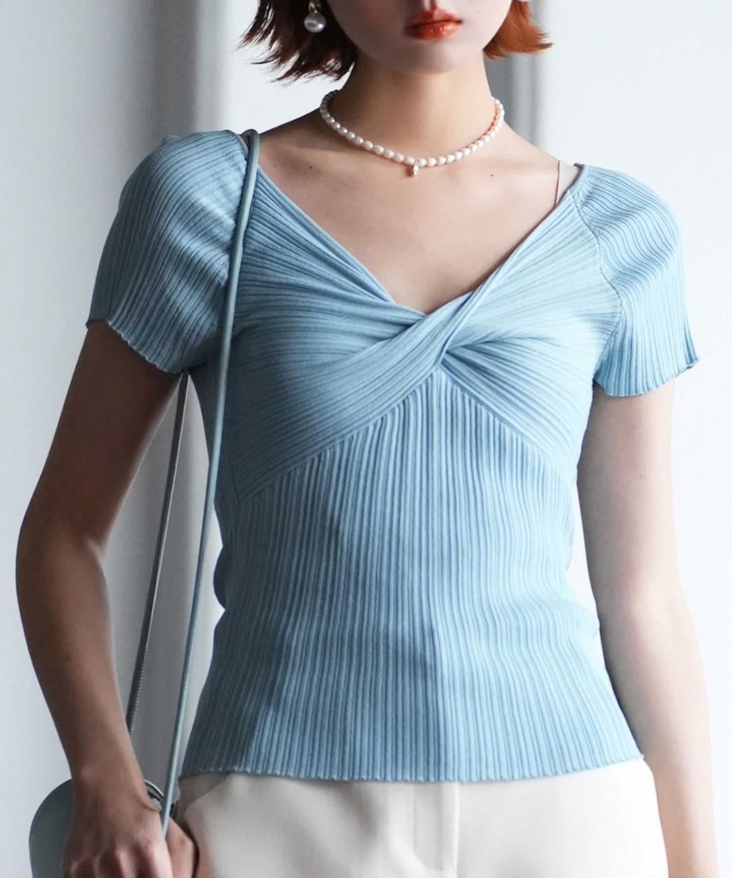 フロントツイスト接触冷感サマーニットsdpxyf6005 ブルー