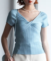 フロントツイスト接触冷感サマーニットsdpxyf6005 ブルー