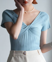 フロントツイスト接触冷感サマーニットsdpxyf6005 ブルー