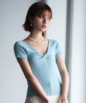 フロントツイスト接触冷感サマーニットsdpxyf6005 ブルー