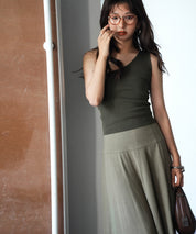 ワンショルダーニットタンクトップsdpxyf6009 カーキ