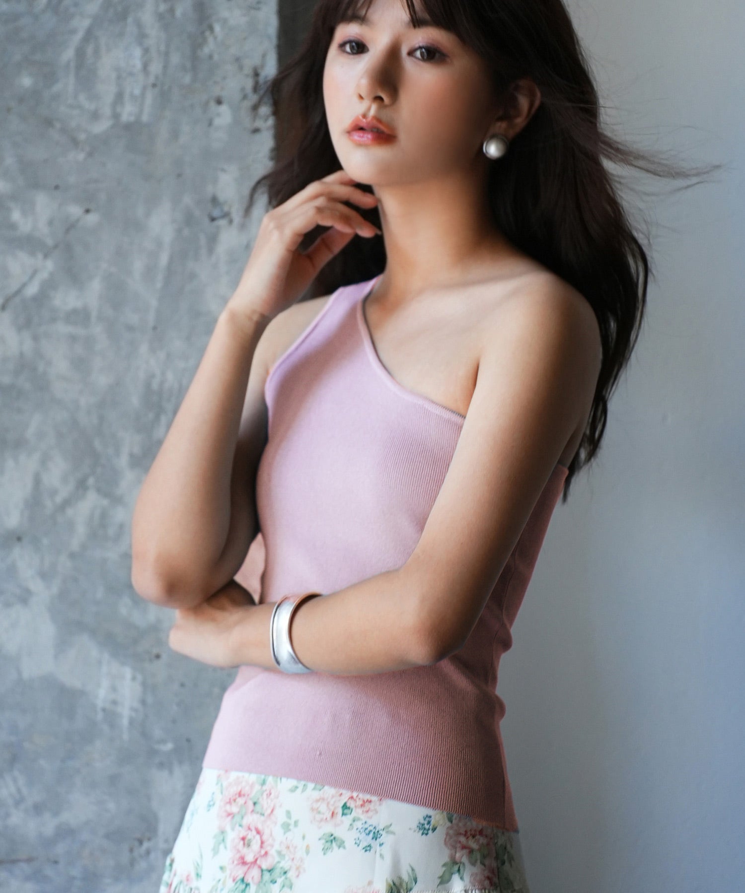 ワンショルダーニットタンクトップsdpxyf6009 ピンク