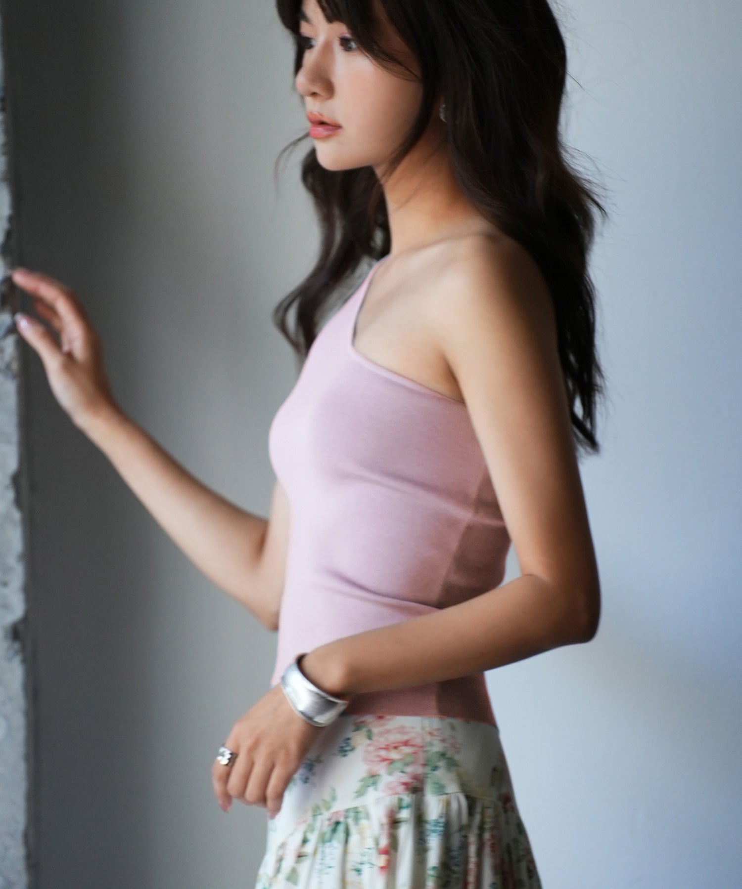 ワンショルダーニットタンクトップsdpxyf6009 ピンク