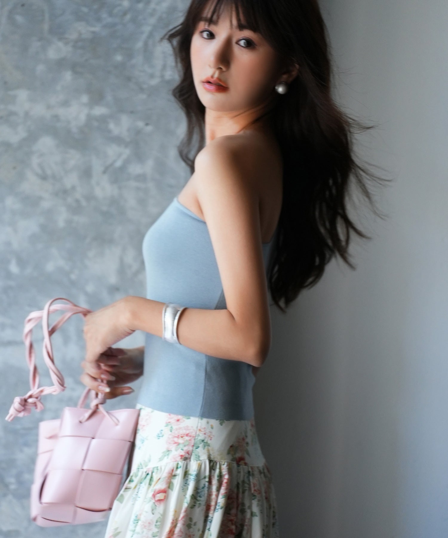 ワンショルダーニットタンクトップsdpxyf6009 ブルー