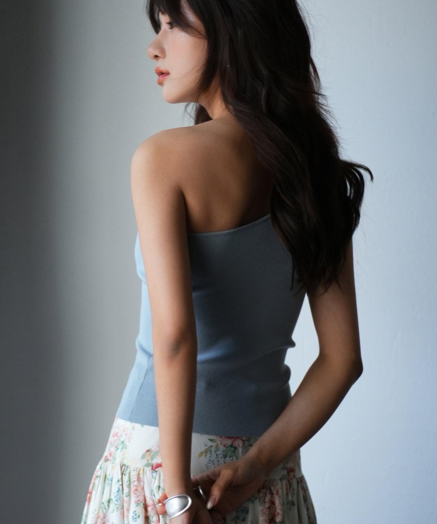 ワンショルダーニットタンクトップsdpxyf6009 ブルー