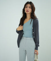 ワンショルダーニットタンクトップsdpxyf6009 ブルー