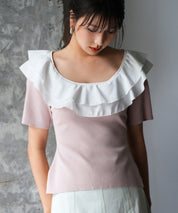 フリルスクープネックサマーニットsdpxyf6013-103-26