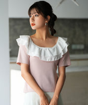 フリルスクープネックサマーニットsdpxyf6013 ピンク