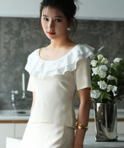 フリルスクープネックサマーニットsdpxyf6013 アイボリー