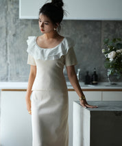 フリルスクープネックサマーニットsdpxyf6013 アイボリー