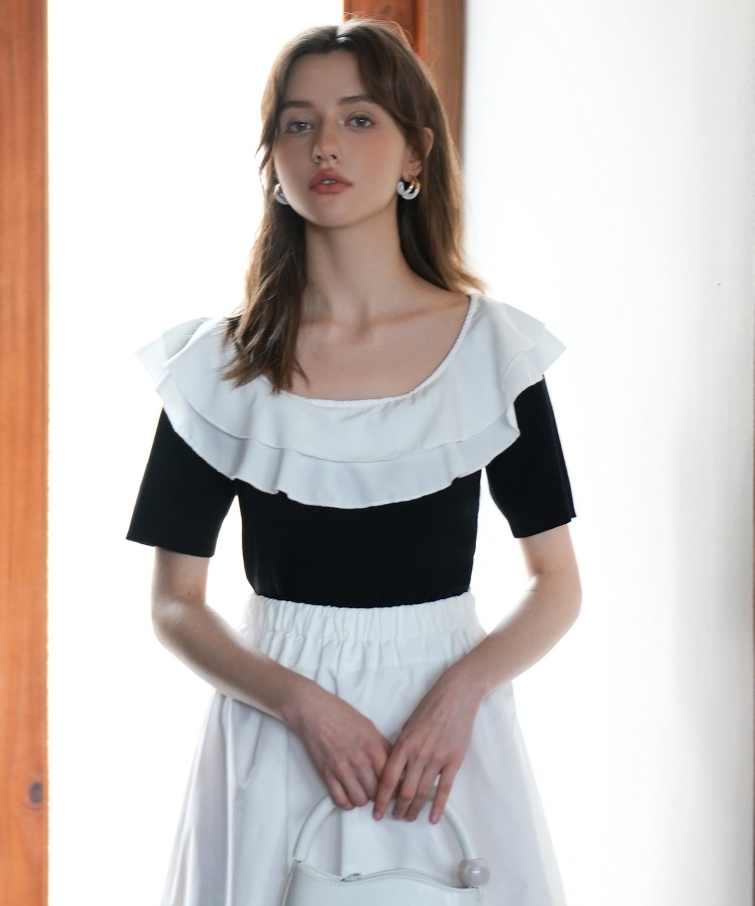 フリルスクープネックサマーニットsdpxyf6013-103-8