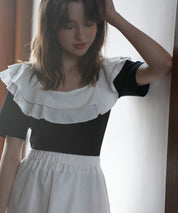 フリルスクープネックサマーニットsdpxyf6013 ブラック