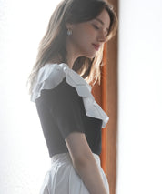 フリルスクープネックサマーニットsdpxyf6013 ブラック