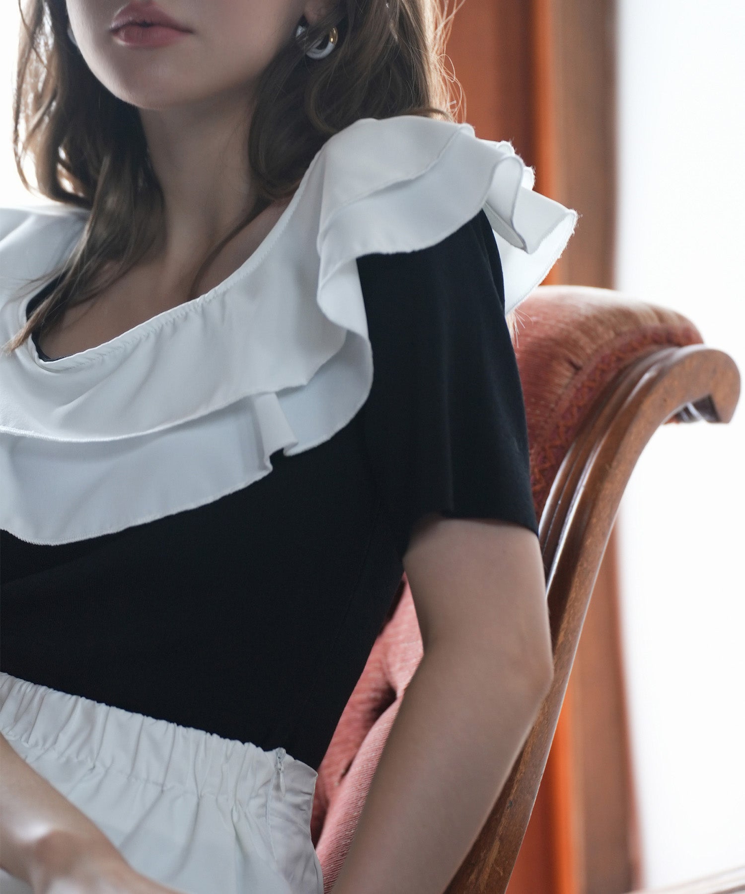 フリルスクープネックサマーニットsdpxyf6013 ブラック