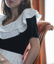 フリルスクープネックサマーニットsdpxyf6013 ブラック