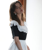 フリルスクープネックサマーニットsdpxyf6013 ブラック