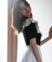 フリルスクープネックサマーニットsdpxyf6013 ブラック