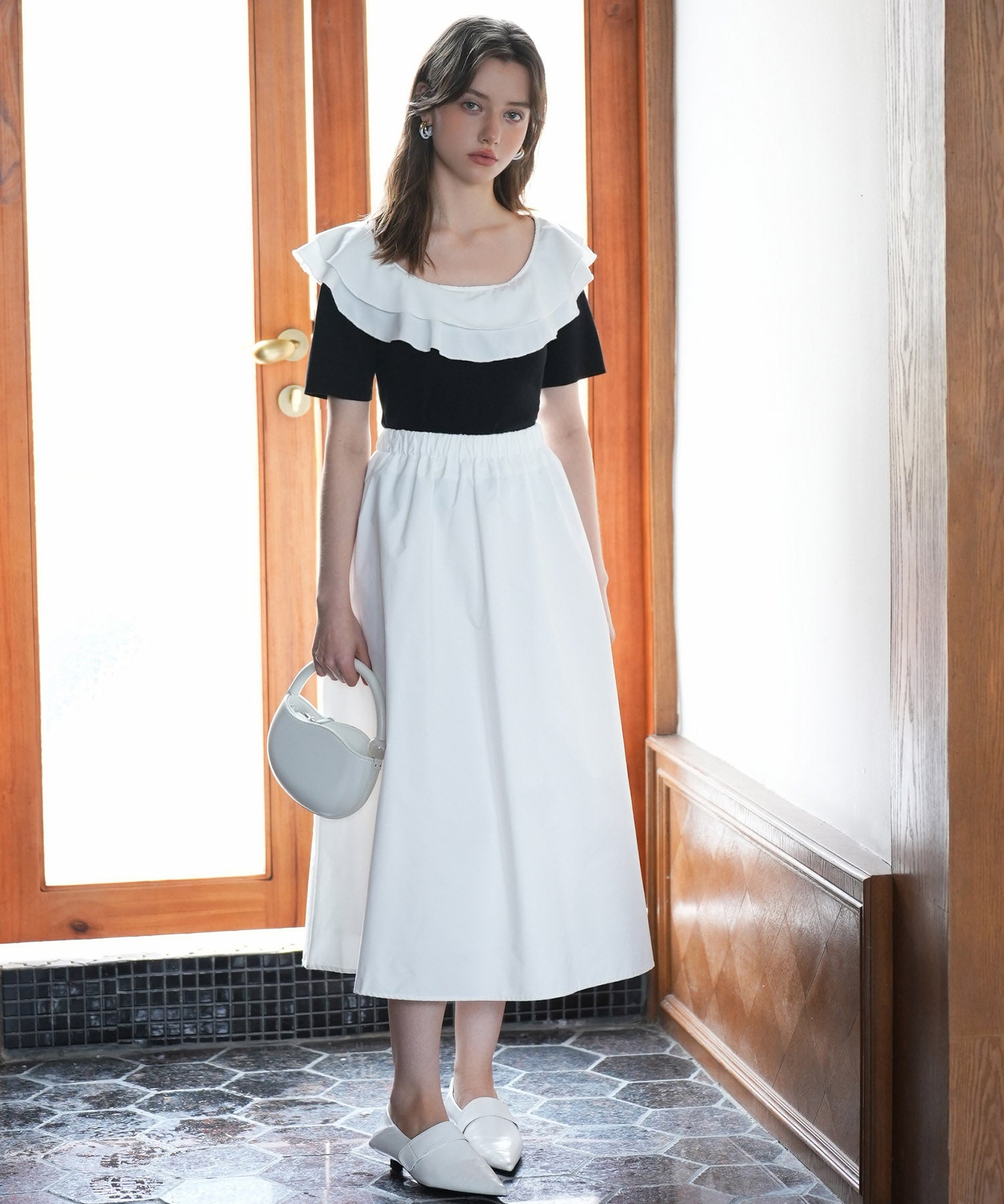 フリルスクープネックサマーニットsdpxyf6013 ブラック