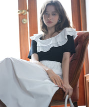 フリルスクープネックサマーニットsdpxyf6013 ブラック