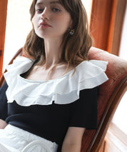 フリルスクープネックサマーニットsdpxyf6013 ブラック