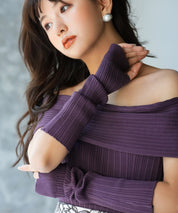 2wayオフショルダーニットプルオーバsdpxyf6016 パープル