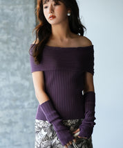 2wayオフショルダーニットプルオーバsdpxyf6016 パープル