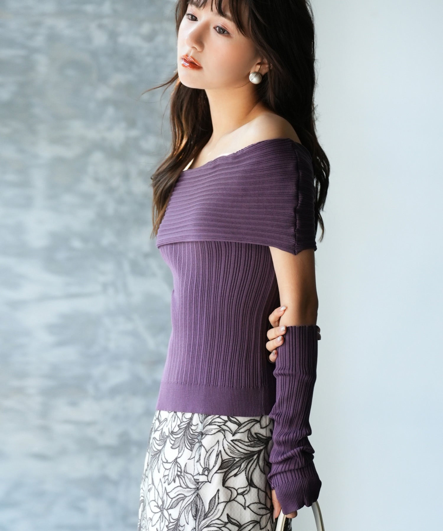 2wayオフショルダーニットプルオーバsdpxyf6016 パープル