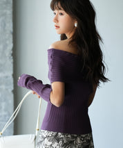 2wayオフショルダーニットプルオーバsdpxyf6016 パープル