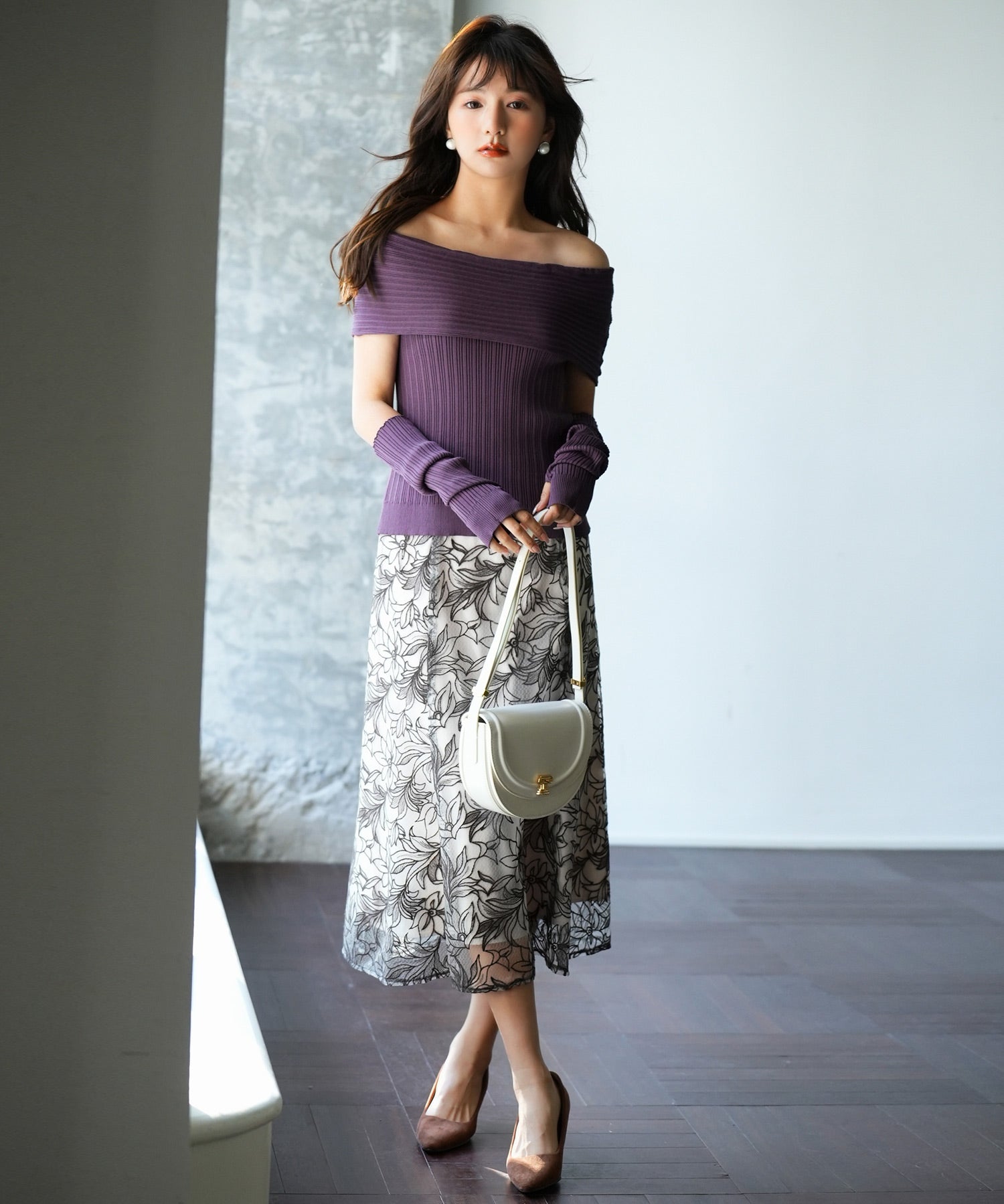 2wayオフショルダーニットプルオーバsdpxyf6016 パープル