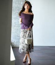 2wayオフショルダーニットプルオーバsdpxyf6016 パープル