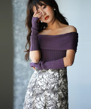 2wayオフショルダーニットプルオーバsdpxyf6016 パープル