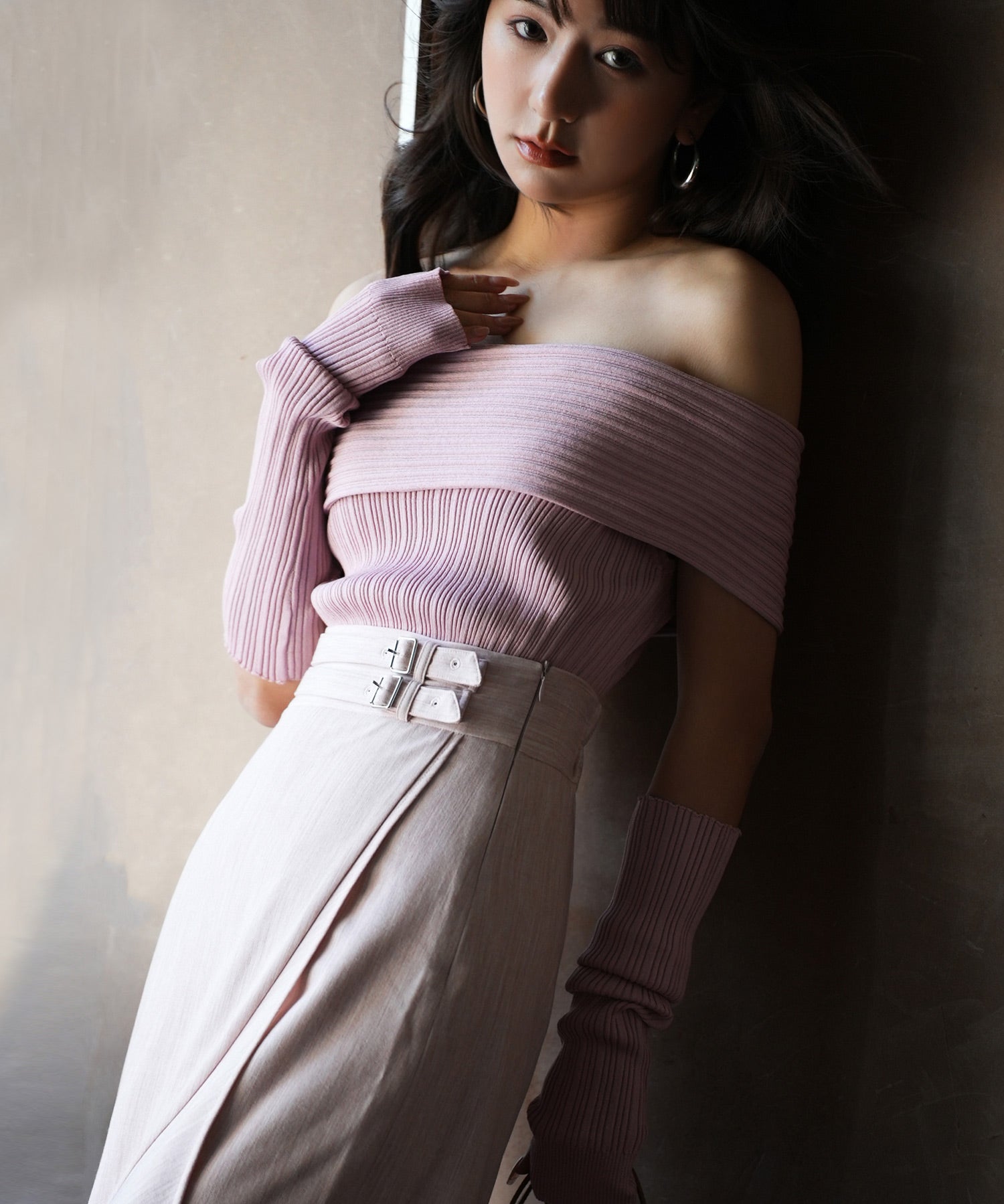 2wayオフショルダーニットプルオーバsdpxyf6016 ピンク