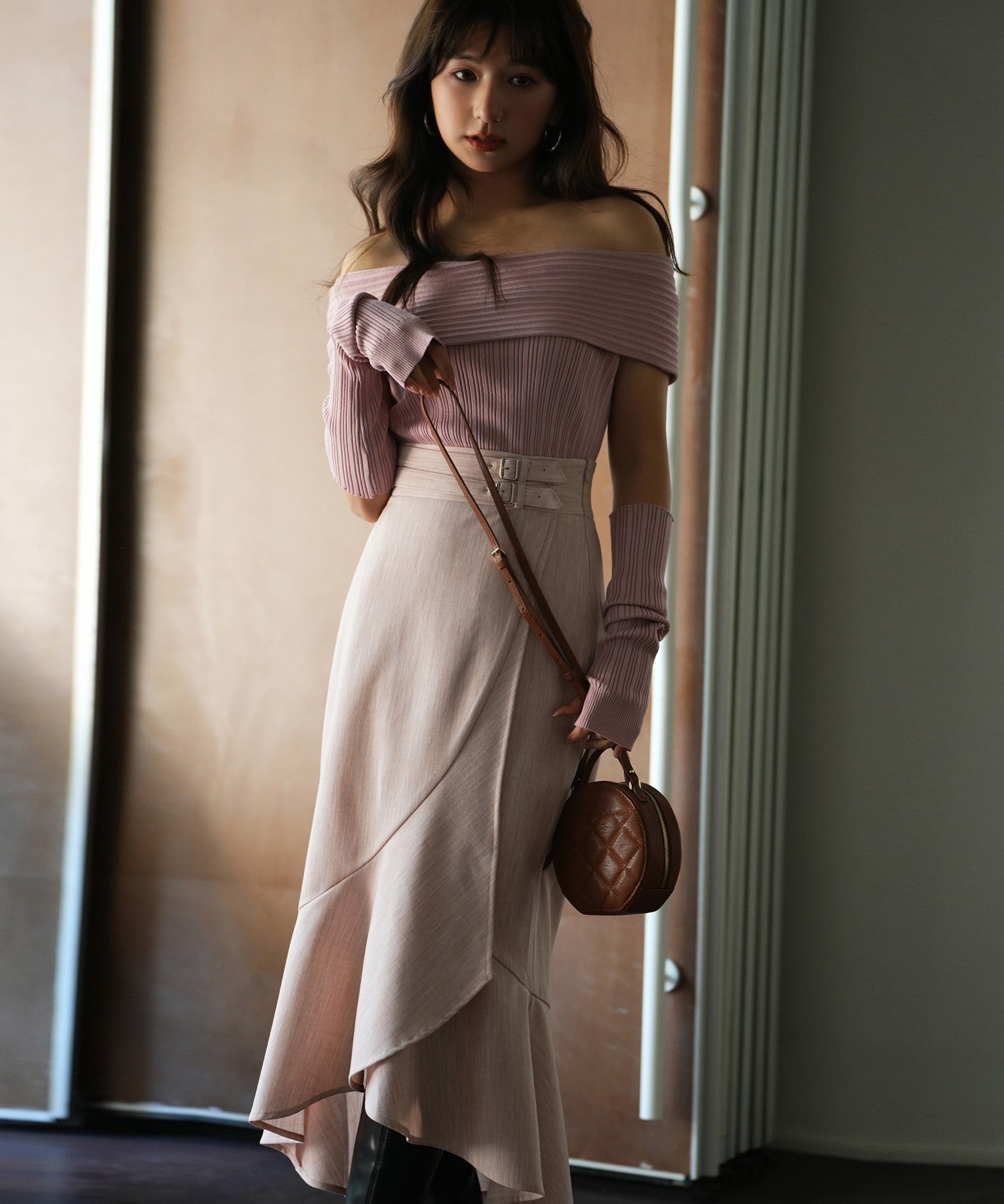 2wayオフショルダーニットプルオーバsdpxyf6016 ピンク