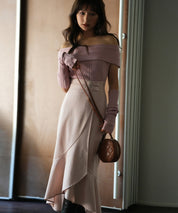 2wayオフショルダーニットプルオーバsdpxyf6016 ピンク