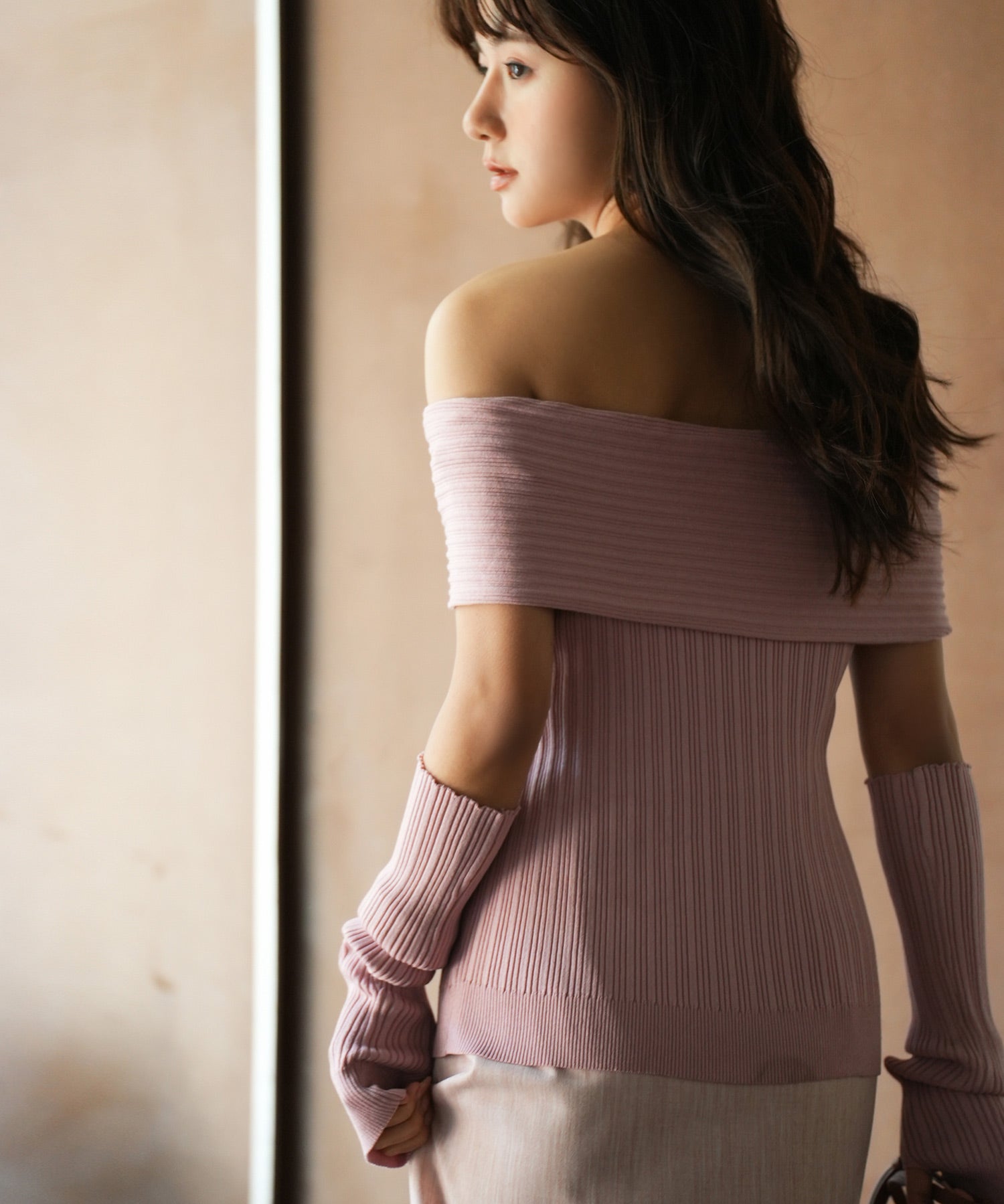 2wayオフショルダーニットプルオーバsdpxyf6016 ピンク