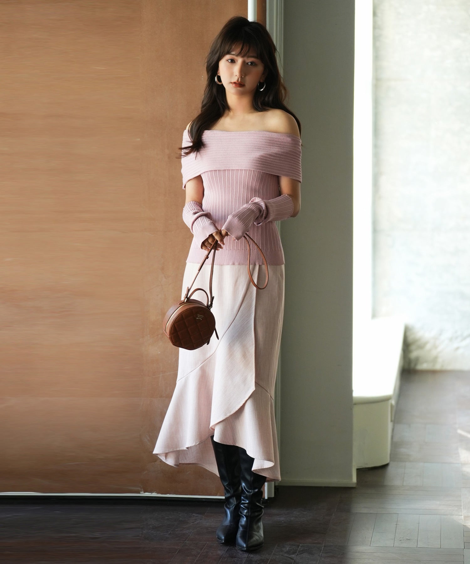 2wayオフショルダーニットプルオーバsdpxyf6016 ピンク