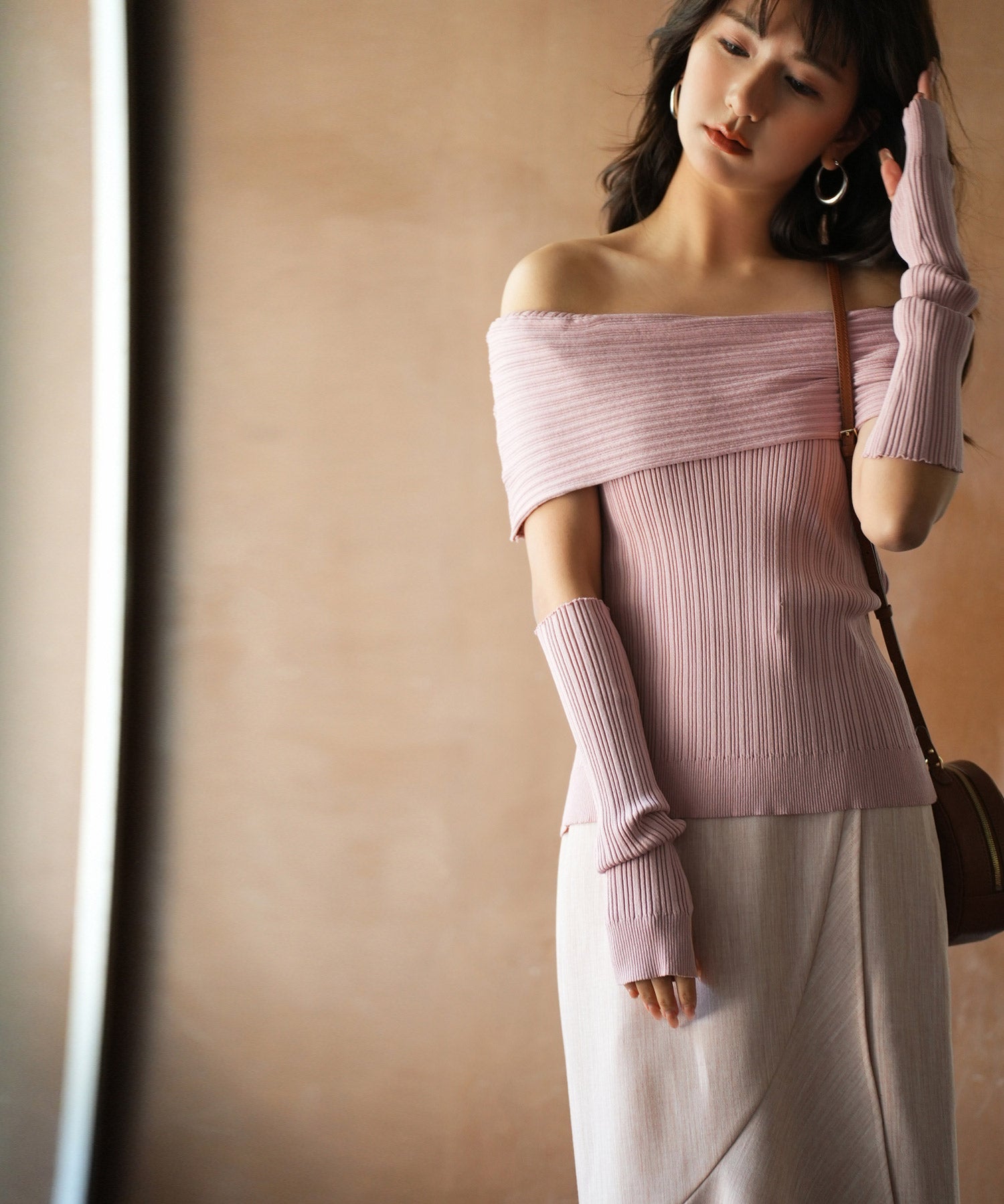 2wayオフショルダーニットプルオーバsdpxyf6016 ピンク