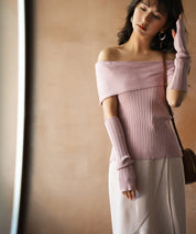 2wayオフショルダーニットプルオーバsdpxyf6016 ピンク