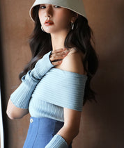 2wayオフショルダーニットプルオーバsdpxyf6016 ブルー