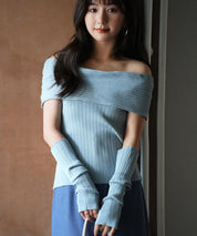 2wayオフショルダーニットプルオーバsdpxyf6016 ブルー