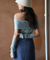 2wayオフショルダーニットプルオーバsdpxyf6016 ブルー