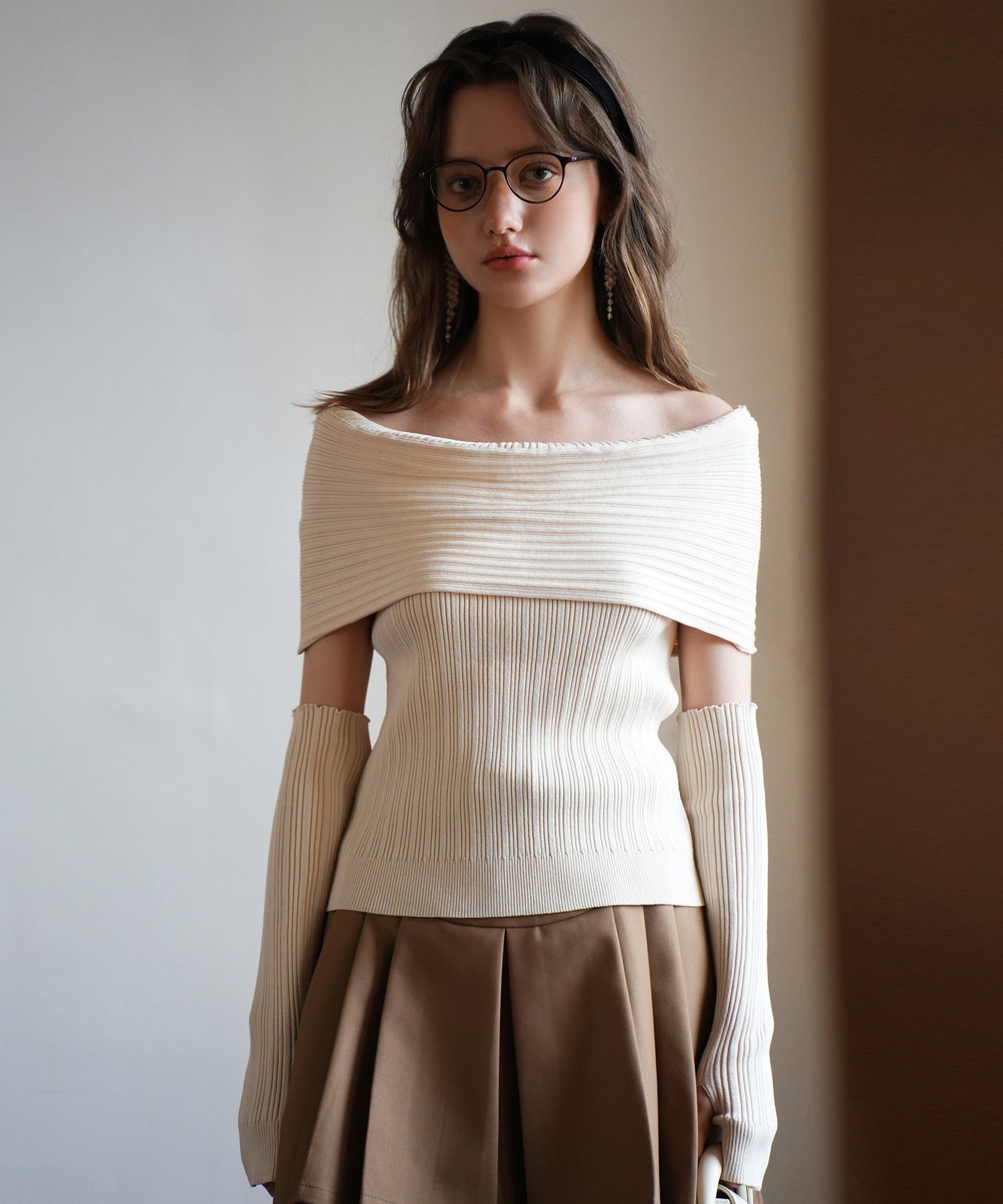 2wayオフショルダーニットプルオーバsdpxyf6016 アイボリー