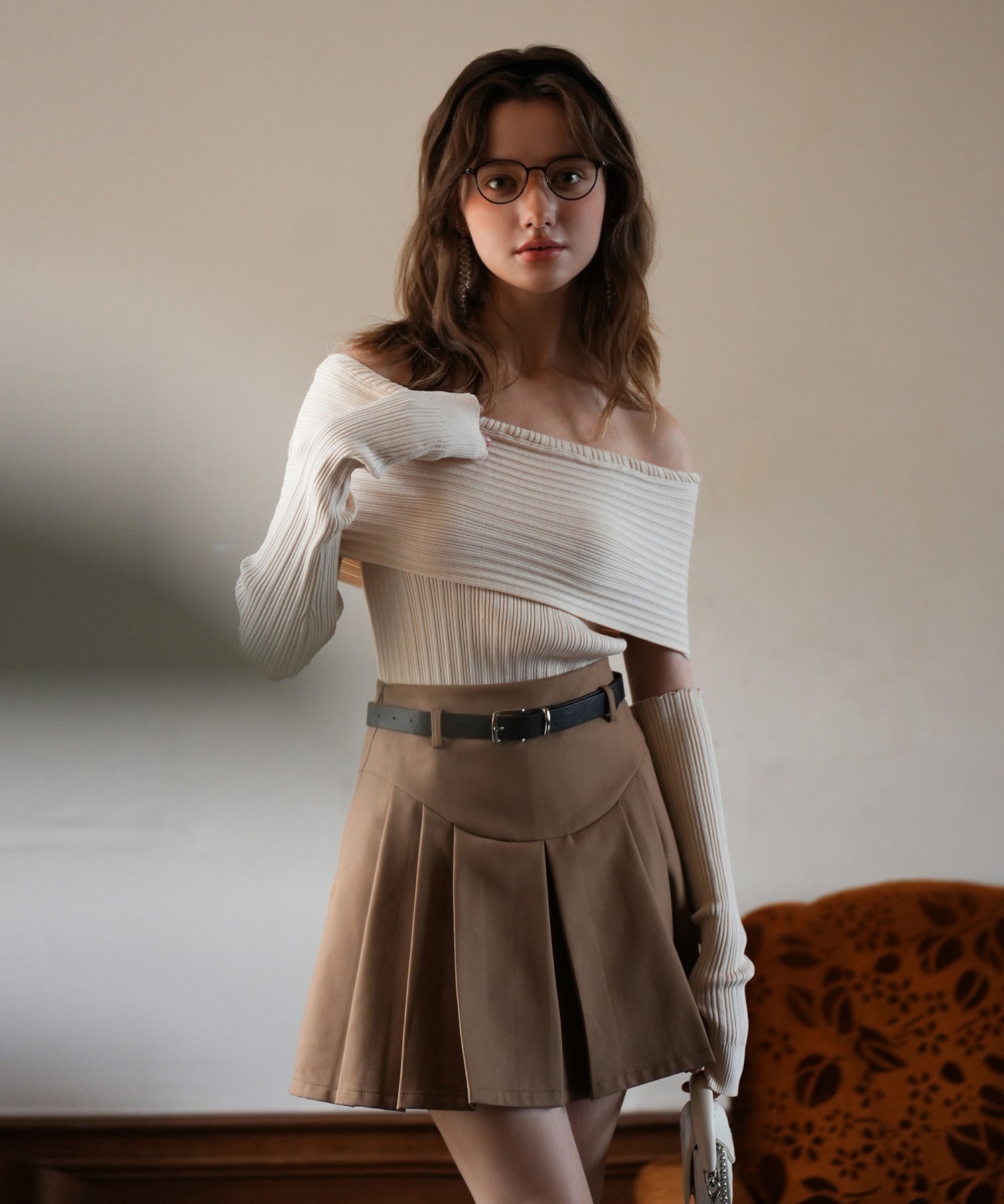 2wayオフショルダーニットプルオーバsdpxyf6016 アイボリー