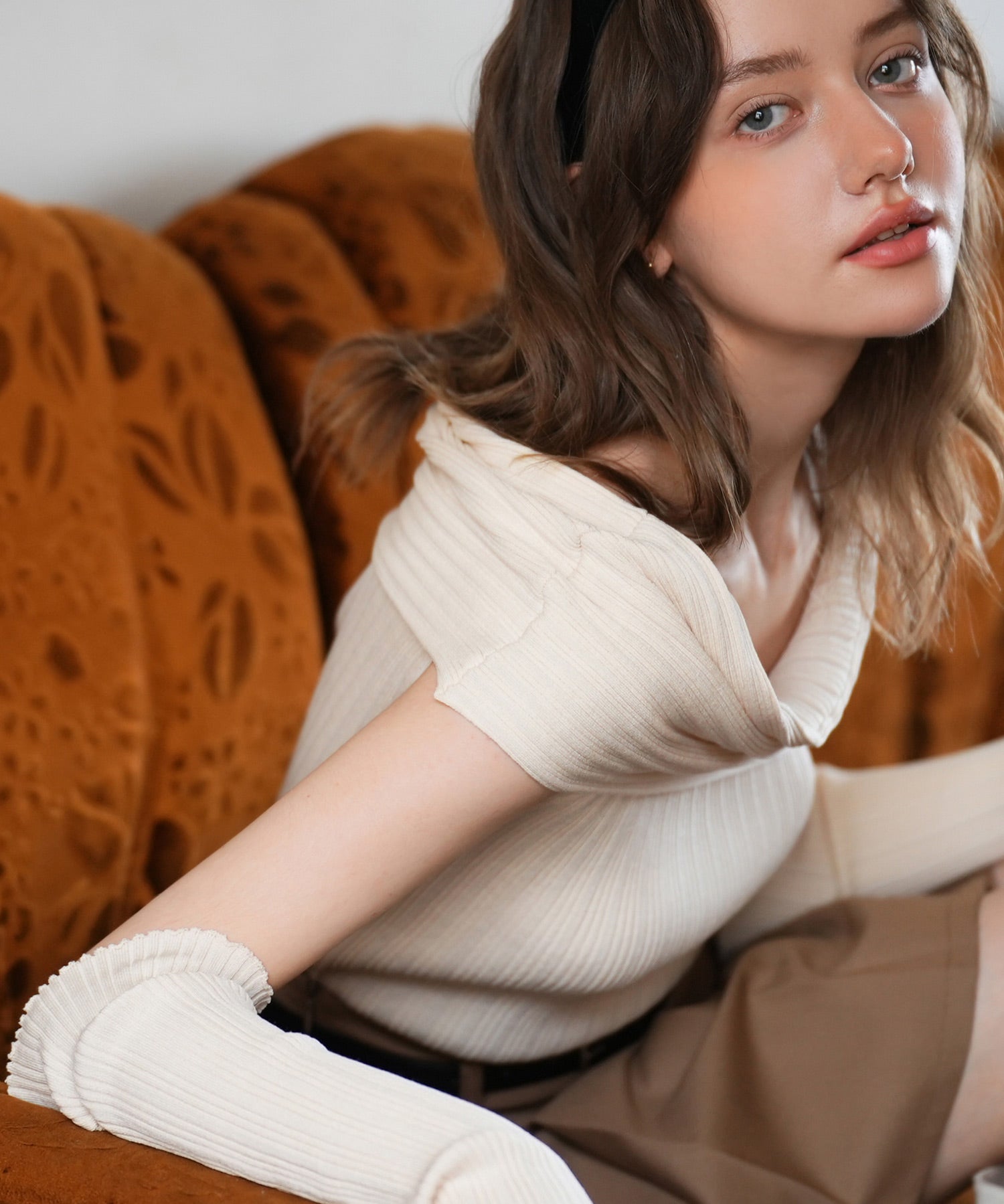 2wayオフショルダーニットプルオーバsdpxyf6016 アイボリー