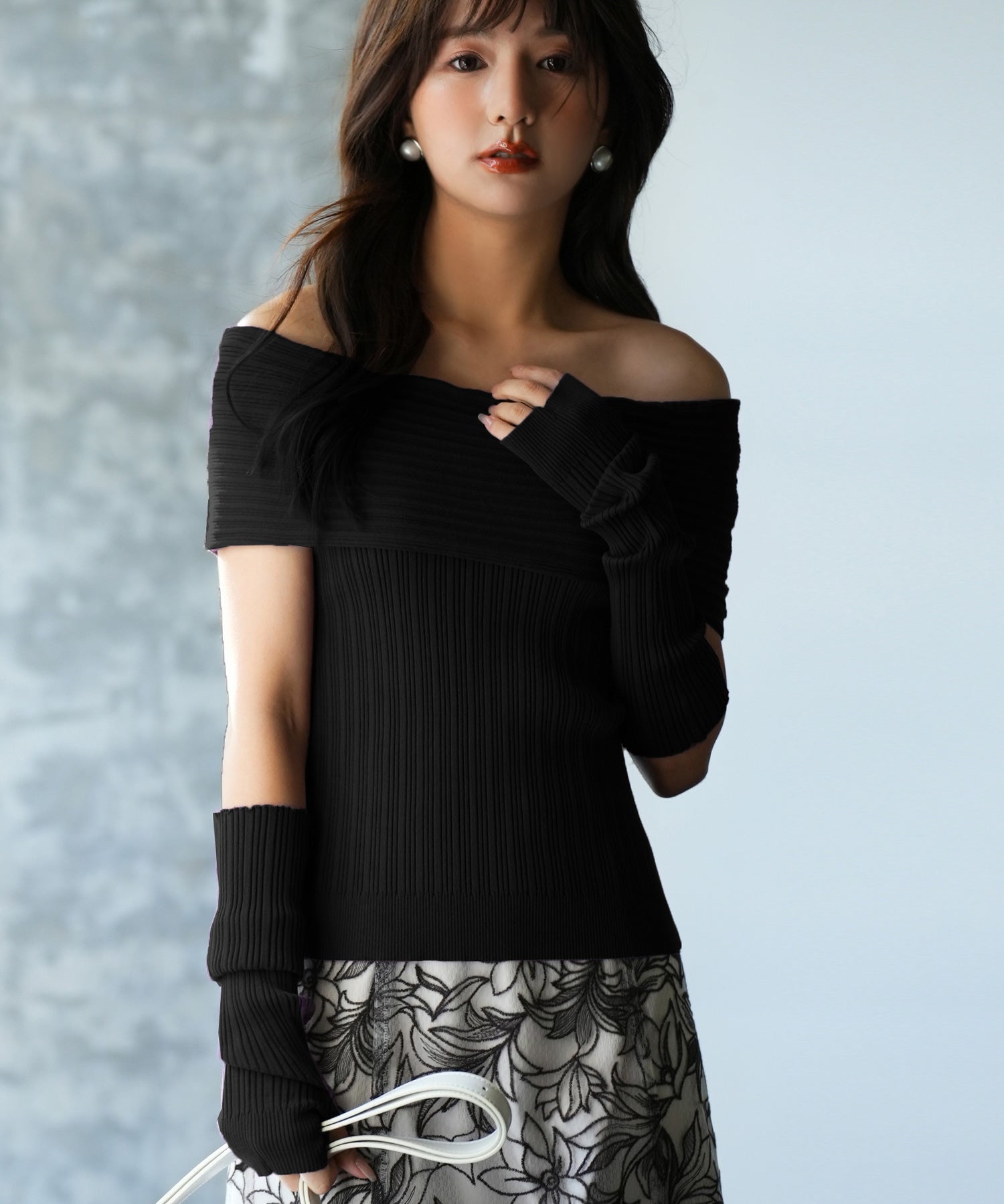 2wayオフショルダーニットプルオーバsdpxyf6016 ブラック