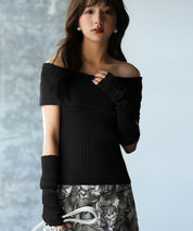 2wayオフショルダーニットプルオーバsdpxyf6016 ブラック