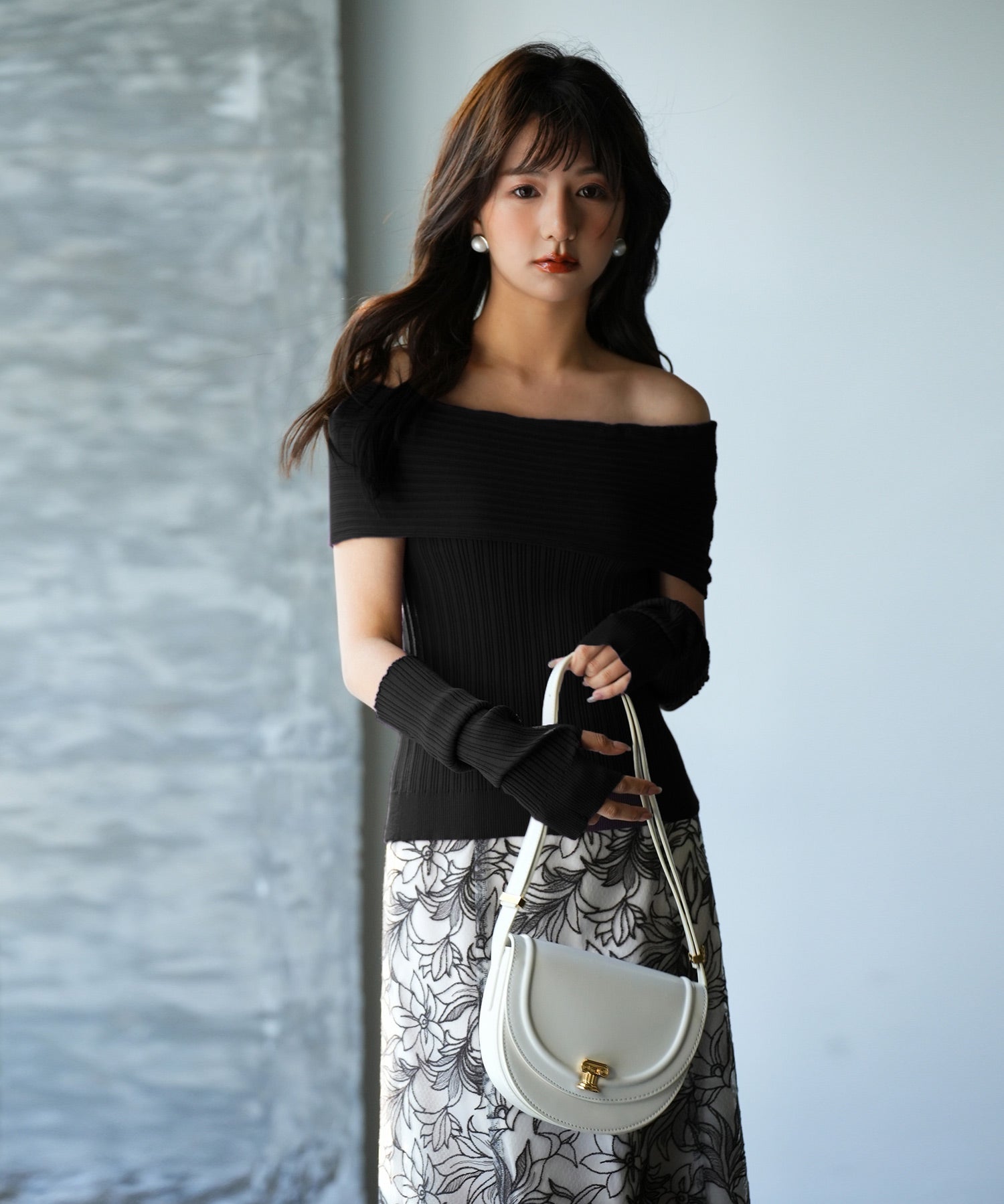 2wayオフショルダーニットプルオーバsdpxyf6016 ブラック