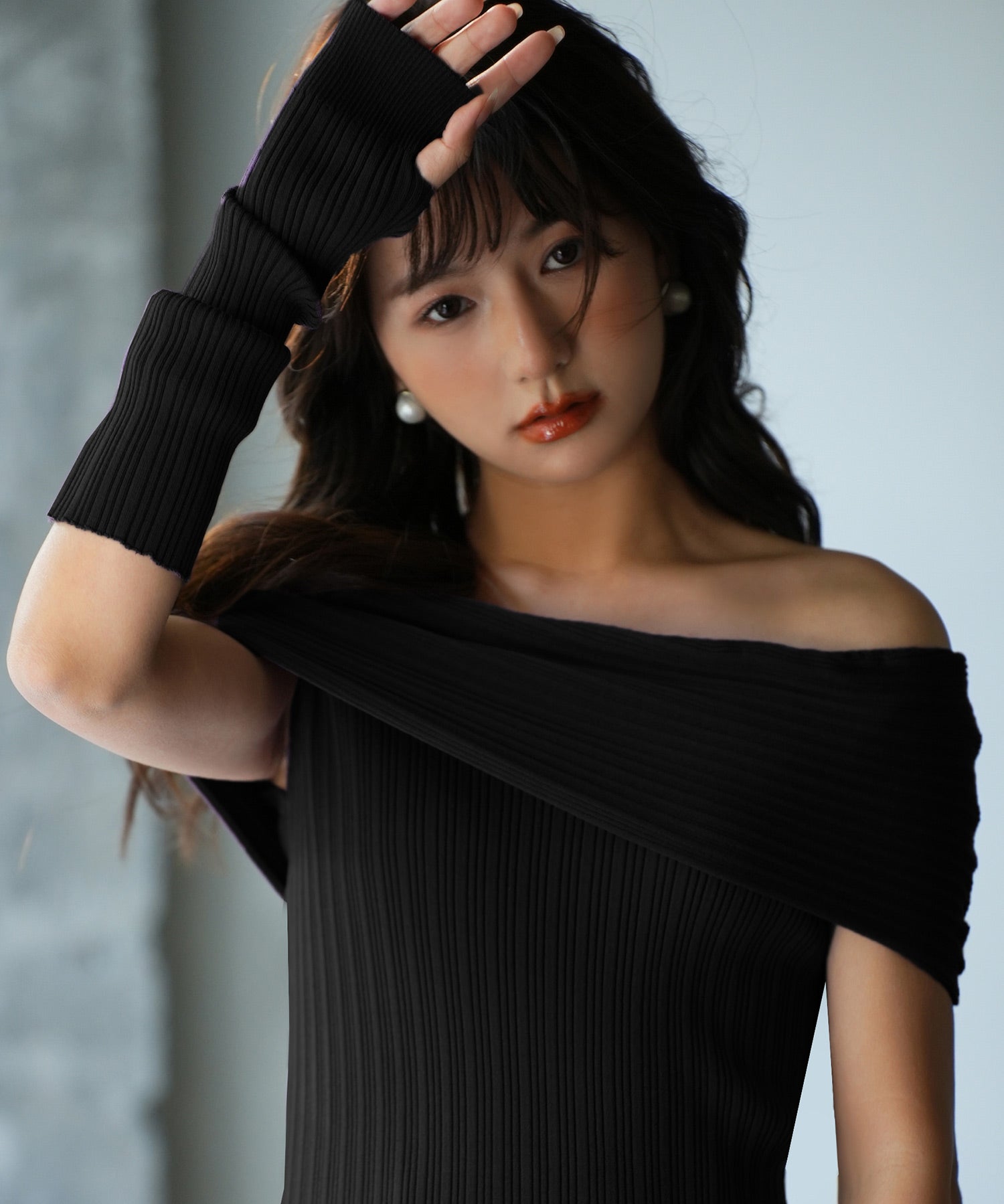 2wayオフショルダーニットプルオーバsdpxyf6016 ブラック